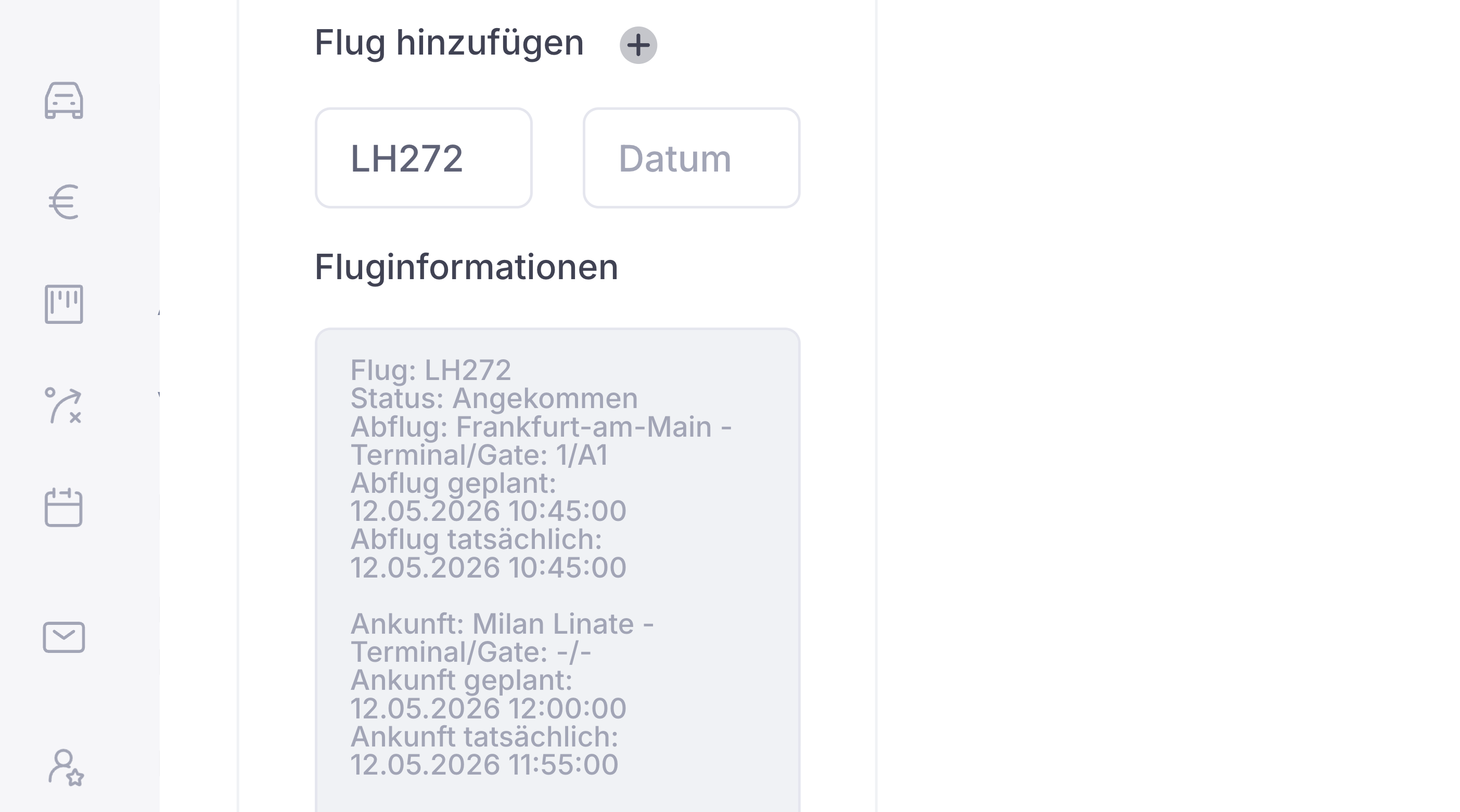 Flight information in a taxi booking